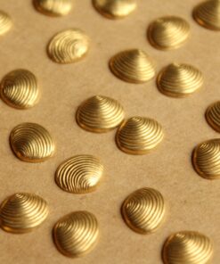 14 pc. Tiny Raw Brass Clam Shells: 10mm by 8.5mm - made in USA | RB-781