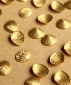 14 pc. Tiny Raw Brass Clam Shells: 10mm by 8.5mm - made in USA | RB-781