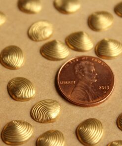 14 pc. Tiny Raw Brass Clam Shells: 10mm by 8.5mm - made in USA | RB-781