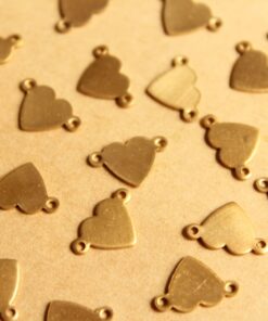 20 pc. Raw Brass Heart Connectors: 12.5mm by 8mm - made in USA | RB-777