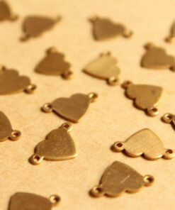 20 pc. Raw Brass Heart Connectors: 12.5mm by 8mm - made in USA | RB-777