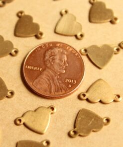 20 pc. Raw Brass Heart Connectors: 12.5mm by 8mm - made in USA | RB-777