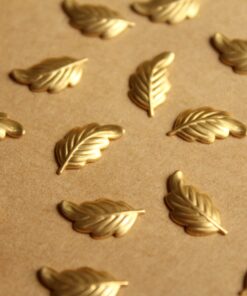 16 pc. Tiny Raw Brass Leaves: 13mm by 7mm - made in USA - curved leaf autumn fall foliage tree woodland | RB-793