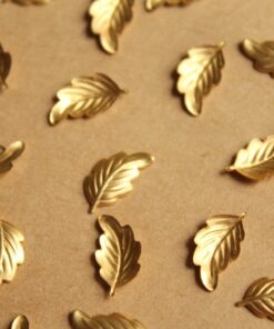 16 pc. Tiny Raw Brass Leaves: 13mm by 7mm - made in USA - curved leaf autumn fall foliage tree woodland | RB-793