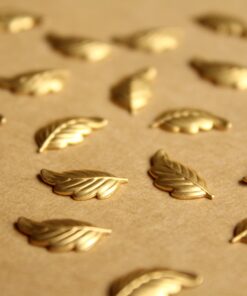 16 pc. Tiny Raw Brass Leaves: 13mm by 7mm - made in USA - curved leaf autumn fall foliage tree woodland | RB-793