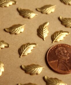 16 pc. Tiny Raw Brass Leaves: 13mm by 7mm - made in USA - curved leaf autumn fall foliage tree woodland | RB-793