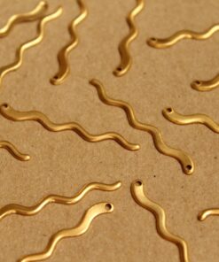 12 pc. Raw Brass Thin Squiggle Charms: 34.5mm by 3mm - made in USA | RB-944