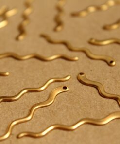 12 pc. Raw Brass Thin Squiggle Charms: 34.5mm by 3mm - made in USA | RB-944