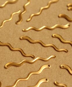 12 pc. Raw Brass Thin Squiggle Charms: 34.5mm by 3mm - made in USA | RB-944