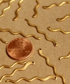 12 pc. Raw Brass Thin Squiggle Charms: 34.5mm by 3mm - made in USA | RB-944