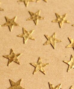 12 pc. Raw Brass Hammered Stars: 12.5mm by 12.5mm - made in USA | RB-1005