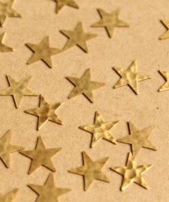 12 pc. Raw Brass Hammered Stars: 12.5mm by 12.5mm - made in USA | RB-1005