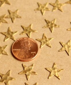 12 pc. Raw Brass Hammered Stars: 12.5mm by 12.5mm - made in USA | RB-1005