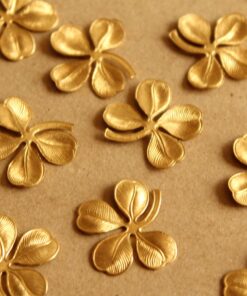 1 pc. Large Raw Brass Four Leaf Clovers: 25mm by 24mm - made in USA | RB-1006