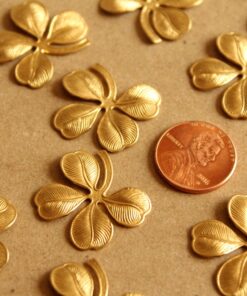 1 pc. Large Raw Brass Four Leaf Clovers: 25mm by 24mm - made in USA | RB-1006