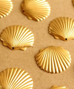 5 pc. Large Raw Brass Clam Shell Charms: 28mm by 26mm - made in USA | RB-1027