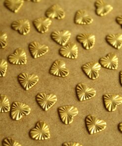 12 pc. Tiny Raw Brass Textured Hearts with Starburst Design: 7mm by 6.5mm - made in USA | RB-1271