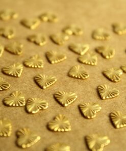 12 pc. Tiny Raw Brass Textured Hearts with Starburst Design: 7mm by 6.5mm - made in USA | RB-1271