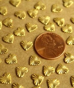 12 pc. Tiny Raw Brass Textured Hearts with Starburst Design: 7mm by 6.5mm - made in USA | RB-1271