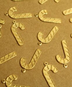 12 pc. Raw Brass Candy Cane Charms: 23.5mm by 12mm - made in USA | RB-1343