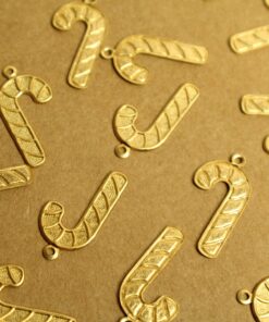 12 pc. Raw Brass Candy Cane Charms: 23.5mm by 12mm - made in USA | RB-1343