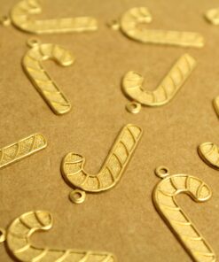 12 pc. Raw Brass Candy Cane Charms: 23.5mm by 12mm - made in USA | RB-1343