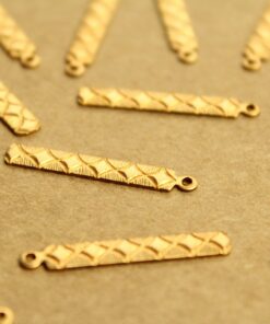 8 pc. Raw Brass Patterned Bars with Loop: 30mm by 4.5mm - made in USA | RB-1232