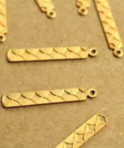 8 pc. Raw Brass Patterned Bars with Loop: 30mm by 4.5mm - made in USA | RB-1232