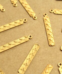 8 pc. Raw Brass Patterned Bars with Loop: 30mm by 4.5mm - made in USA | RB-1232