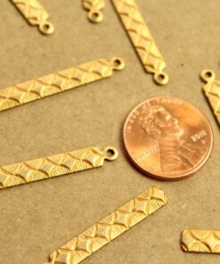 8 pc. Raw Brass Patterned Bars with Loop: 30mm by 4.5mm - made in USA | RB-1232