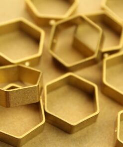 6 pc. Raw Brass Hexagon Charms: 18mm | MIS-341