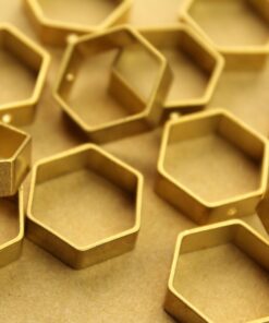 6 pc. Raw Brass Hexagon Charms: 18mm | MIS-341