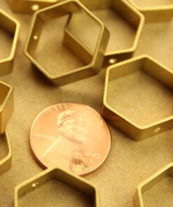 6 pc. Raw Brass Hexagon Charms: 18mm | MIS-341
