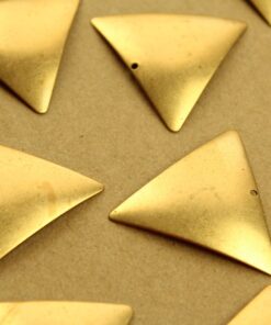 4 pc. Raw Brass Domed Inverted Equilateral Triangle Charms: 36mm by 32mm - made in USA | RB-1367