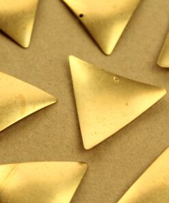 4 pc. Raw Brass Domed Inverted Equilateral Triangle Charms: 36mm by 32mm - made in USA | RB-1367