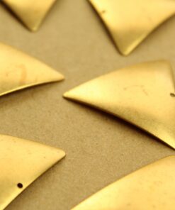 4 pc. Raw Brass Domed Inverted Equilateral Triangle Charms: 36mm by 32mm - made in USA | RB-1367