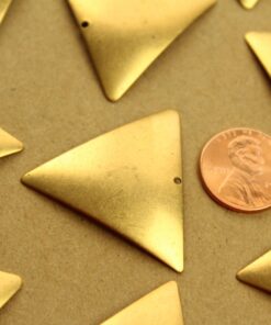 4 pc. Raw Brass Domed Inverted Equilateral Triangle Charms: 36mm by 32mm - made in USA | RB-1367