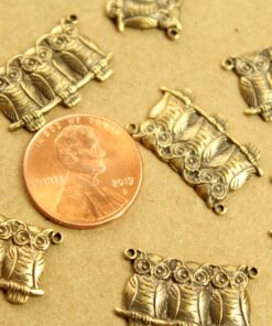 5 pc. Antique Brass Plated Owl Trio Connectors: 22mm by 13mm - made in USA | AB-279