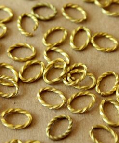 50 pc. Raw Brass Twisted Oval Open Linking Rings, 8.5mm by 6mm | FI-082*