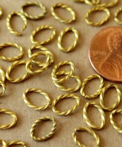 50 pc. Raw Brass Twisted Oval Open Linking Rings, 8.5mm by 6mm | FI-082*