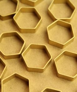 6 pc. Raw Brass Hexagon Links: 18mm by 6mm | FI-057*
