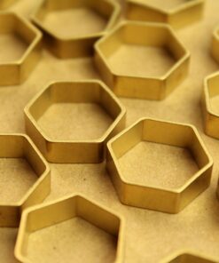6 pc. Raw Brass Hexagon Links: 18mm by 6mm | FI-057*