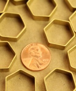 6 pc. Raw Brass Hexagon Links: 18mm by 6mm | FI-057*