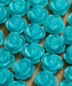 30 pc. Ocean Blue Glossy Rose Cabochon 10mm | RES-196