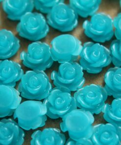 30 pc. Ocean Blue Glossy Rose Cabochon 10mm | RES-196