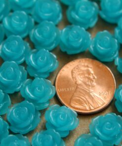 30 pc. Ocean Blue Glossy Rose Cabochon 10mm | RES-196