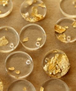12 pc. Resin with Gold Foil Charms, 13.5mm in diameter | MIS-395