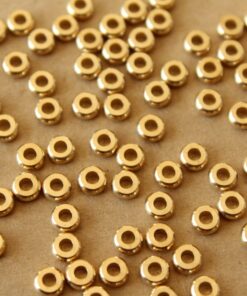 30 pc. Raw Brass Round Saucer Spacer Beads, 4mm in diameter | FI-620