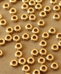 30 pc. Raw Brass Round Saucer Spacer Beads, 4mm in diameter | FI-620