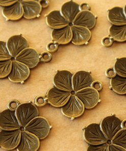 20 pc. Antique Bronze Flower 2 Hole Connector Charms, 26mm x 20mm | MIS-409